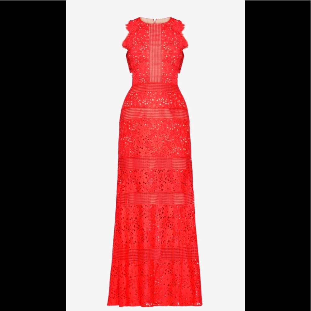 BCBG Max Azria “Merida” Floral Lace Gown